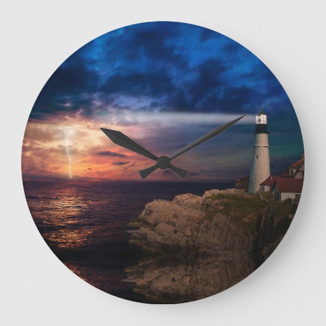 lightning in a lighthouse. large clock (Front)