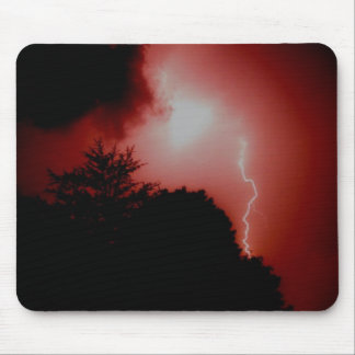 Lightning in red sky mouse pad