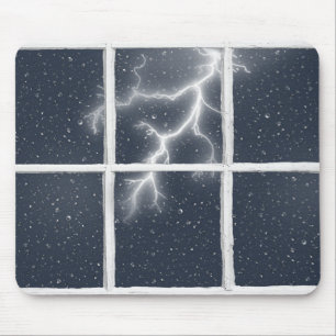 Lightning in Window Mouse Pad