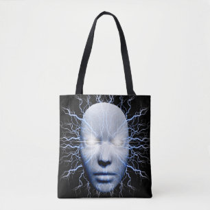 Lightning mask tote bag