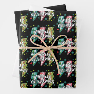 Lightning Merry Christmas Preppy Coquette Xmas  Wrapping Paper Sheet