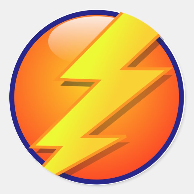 lightning orb energy icon vector classic round sticker (Front)