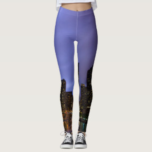 Lightning Over Chicago River Leggings