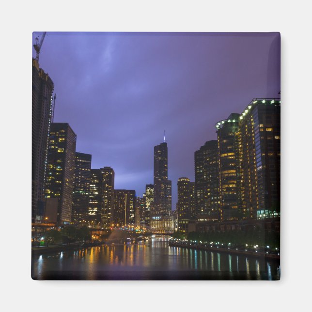 Lightning Over Chicago River Magnet (Front)