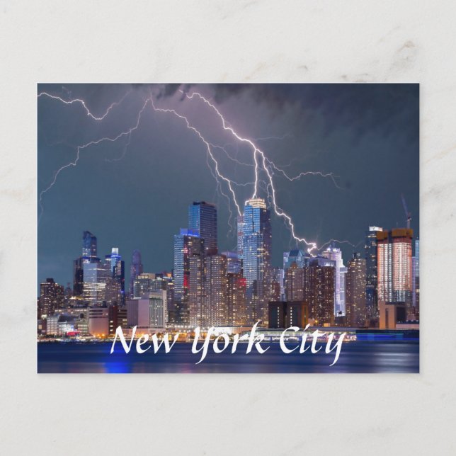 Lightning over New York City Postcard (Front)