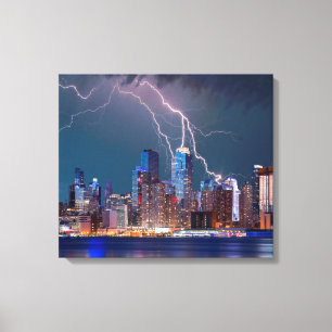 Lightning over "New York City" Skyline Wall Art