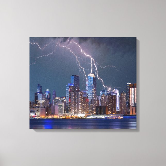 Lightning over "New York City" Skyline Wall Art (Front)