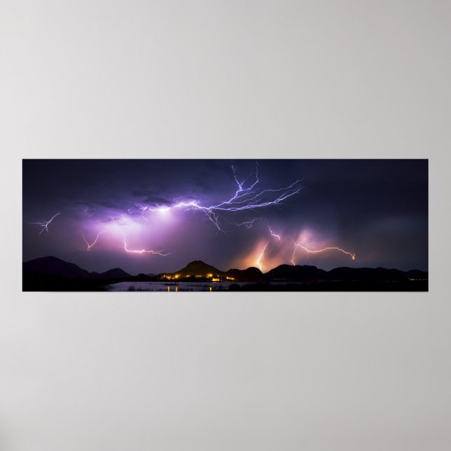 Lightning Panorama 36"x11.75" Poster (Front)