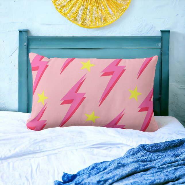 Lightning Pink Background Y2K Pattern Lumbar Pillow (Creator Uploaded)
