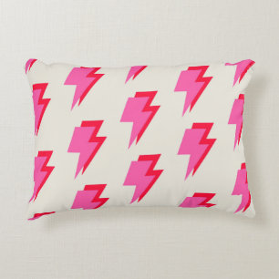 Lightning Pink Red Background Y2K Pattern Accent Pillow