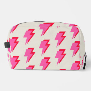 Lightning Pink Red Background Y2K Pattern Dopp Kit