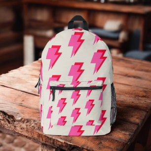 Lightning Pink Red Background Y2K Pattern Printed Backpack