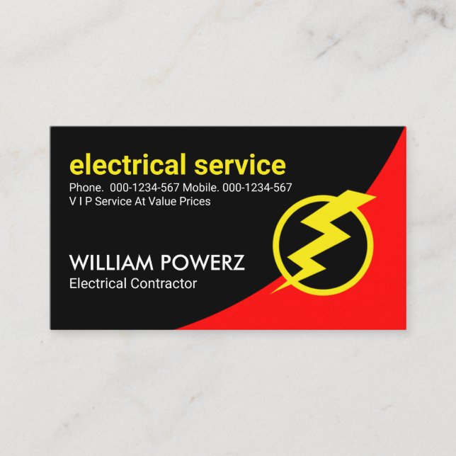 Lightning Power On Red Curve Business Card (Front)