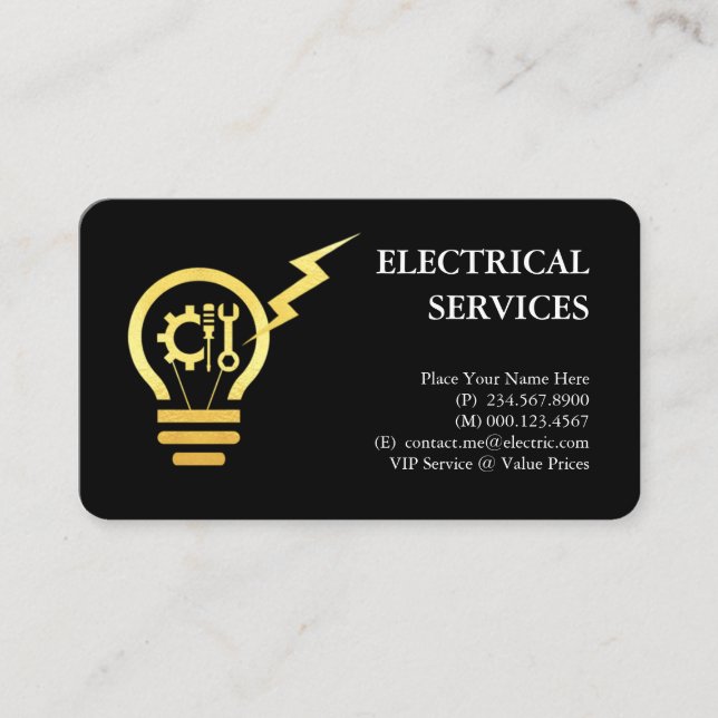 Lightning Powers Bulb Tools Filament Business Card (Front)