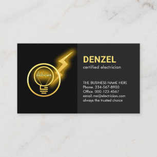 Lightning Powers Electrician Lightbulb Business Card