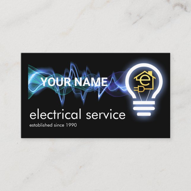 Lightning Powers Up Light Bulb Business Card (Front)