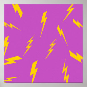 Lightning Purple Background Y2K Pattern Poster