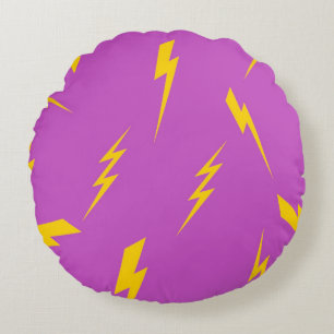Lightning Purple Background Y2K Pattern Round Pillow
