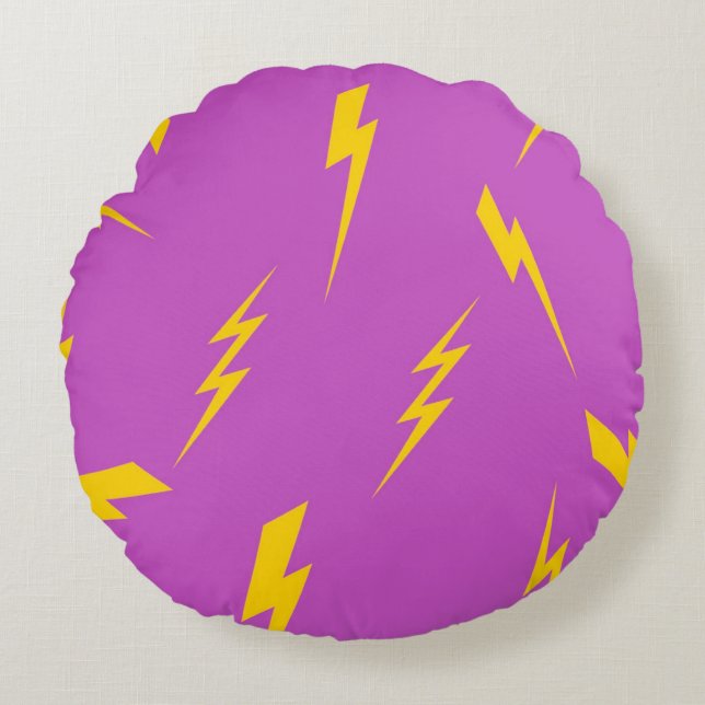 Lightning Purple Background Y2K Pattern Round Pillow (Front)