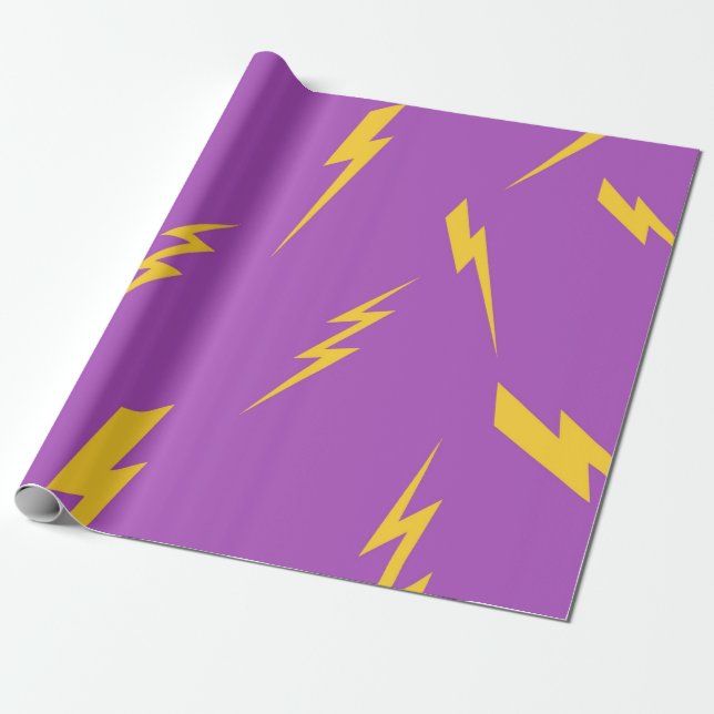 Lightning Purple Background Y2K Pattern Wrapping Paper (Unrolled)