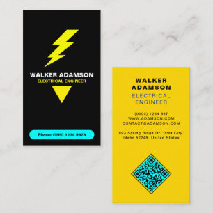 (Lightning QR Code) Electrical Work Electrician Business Card
