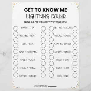 Lightning Round Party Game – Fun Get-to-Know-You P Letterhead
