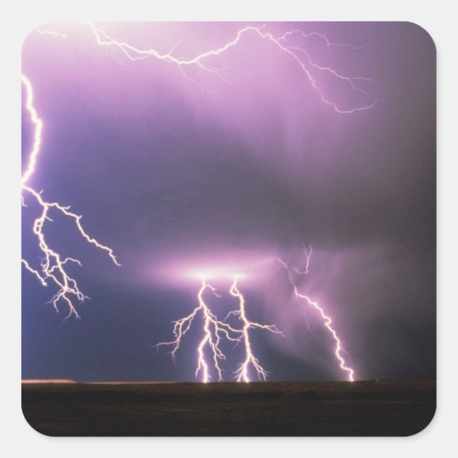 Lightning. Square Sticker (Front)