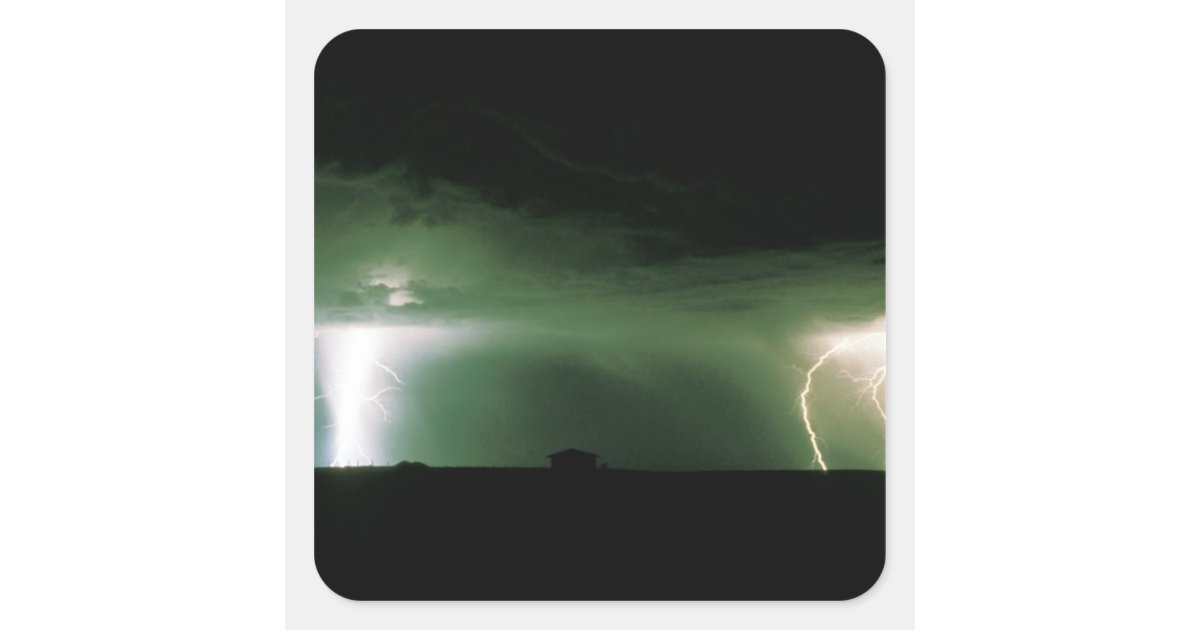 Lightning Square R Lightning. Square Sticker | Zazzle