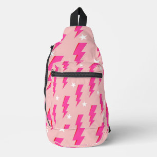 Lightning Star Pink Background Y2K Pattern Sling Bag