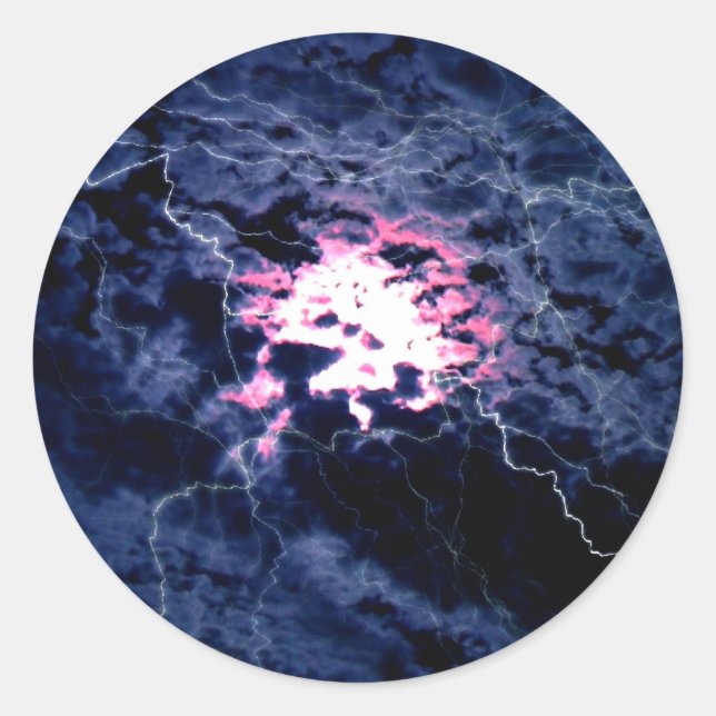 lightning storm classic round sticker (Front)
