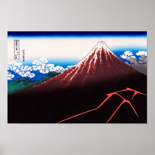 Lightning Storm Mt Fuji Hokusai Japanese Fine Art Poster