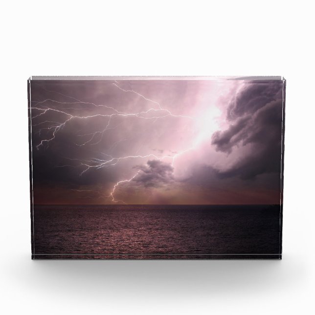 Lightning Storm Ocean Photo Block (Front)