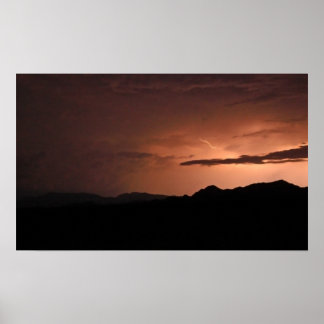 Lightning Storm outside Quartzite, Arizona Poster