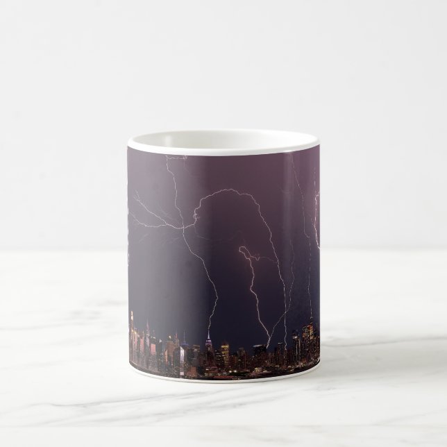 Lightning storm over Manhattan, NYC Coffee Mug (Center)
