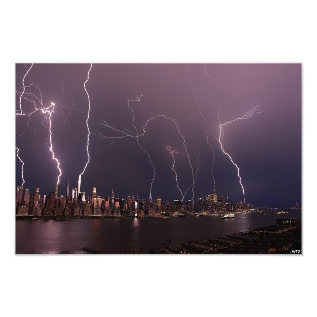 Lightning storm over Manhattan, NYC Photo Print (Front)