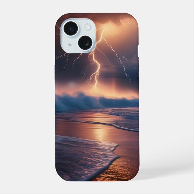 Lightning Strike Beach Two iPhone 15 Case (Back)