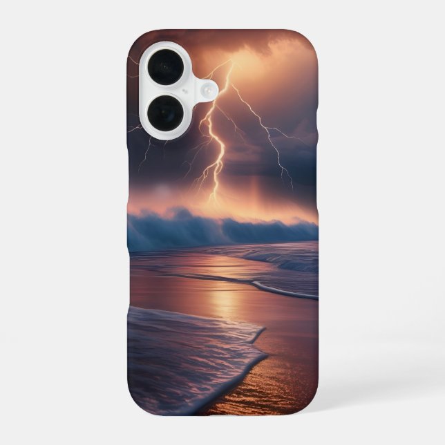 Lightning Strike Beach Two iPhone 16 Case (Back)