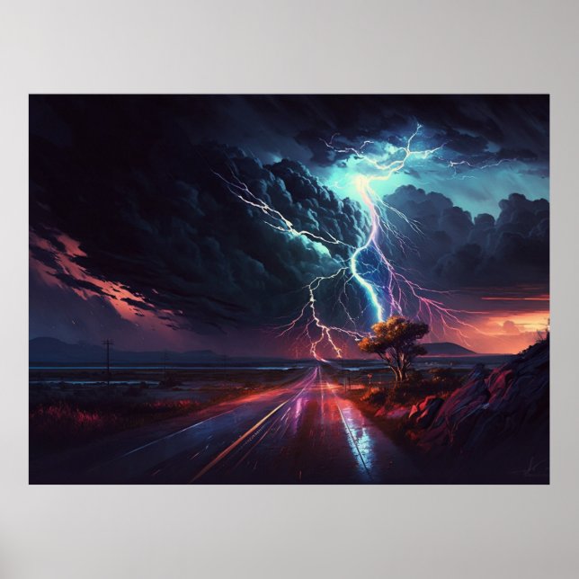Lightning strike in the tree poster (Front)