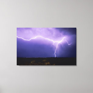 Lightning strike over desert, Big Bend Canvas Print
