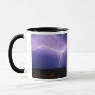 Lightning strike over desert, Big Bend Mug