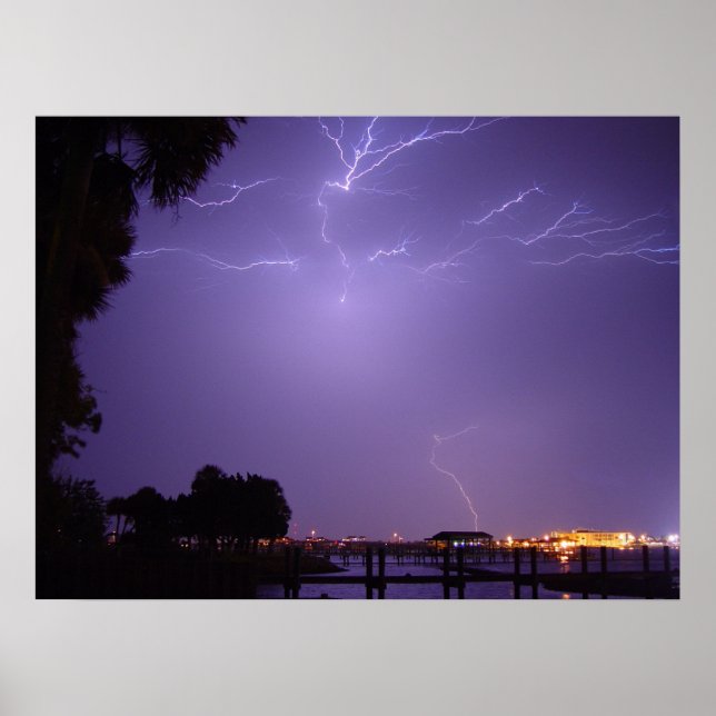 Lightning Strike River Palm Daytona Beach Poster (Front)