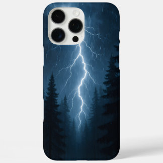 Lightning strikes a forest at night iPhone 16 pro max case