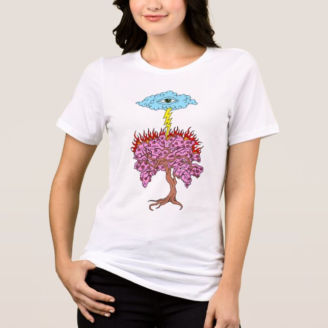 Lightning strikes Cherry Tree Tri-Blend Shirt (Front)