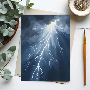 Lightning Strikes   Stormy Sky Watercolor Postcard
