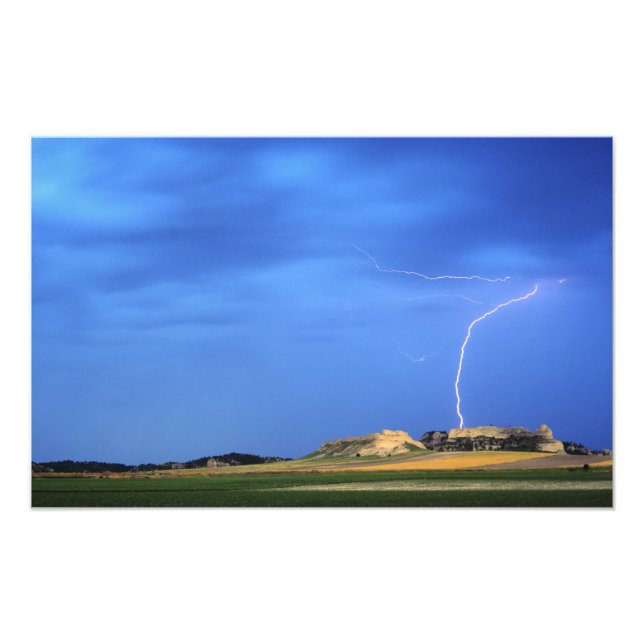 Lightning strikes the Wildcat Hills near Photo Print (Front)