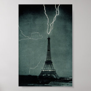 Lightning Striking the Eiffel Tower Poster