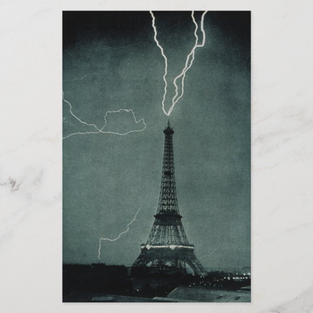 Lightning Striking the Eiffel Tower Stationery (Front)