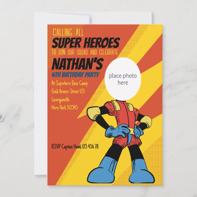 Lightning Superhero Invitation d'anniversaire (Devant)