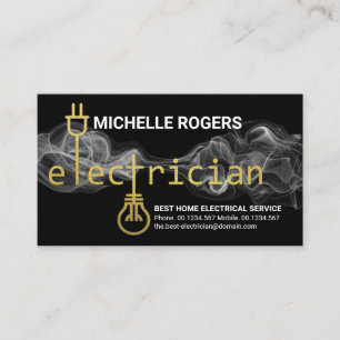 Lightning Vapour Stylish Gold Electrician Signage Business Card