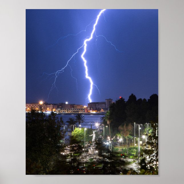 Lightning vertical poster above the city (Front)